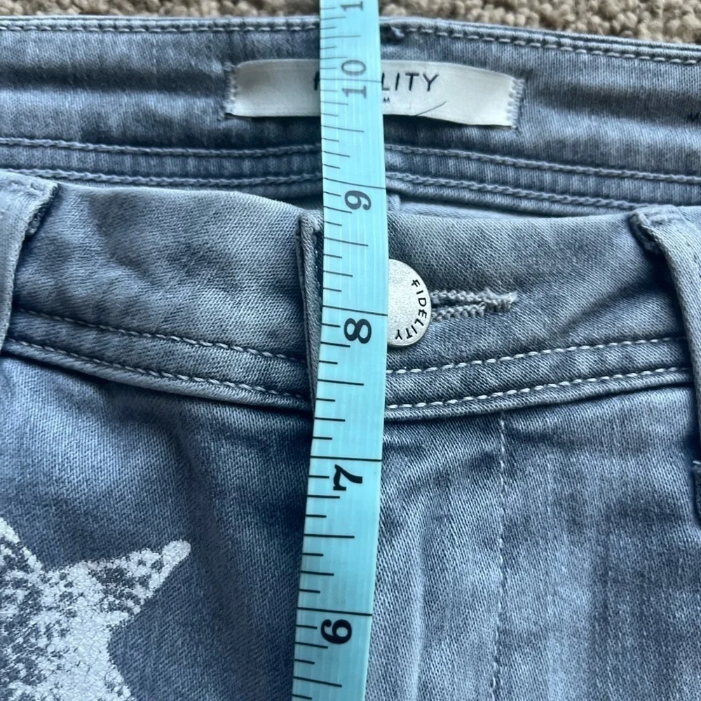 Fidelity Denim Sola Stars Rhapsody Mid Rise Frosted Gray Ankle Jeans 26 - Picture 11 of 13